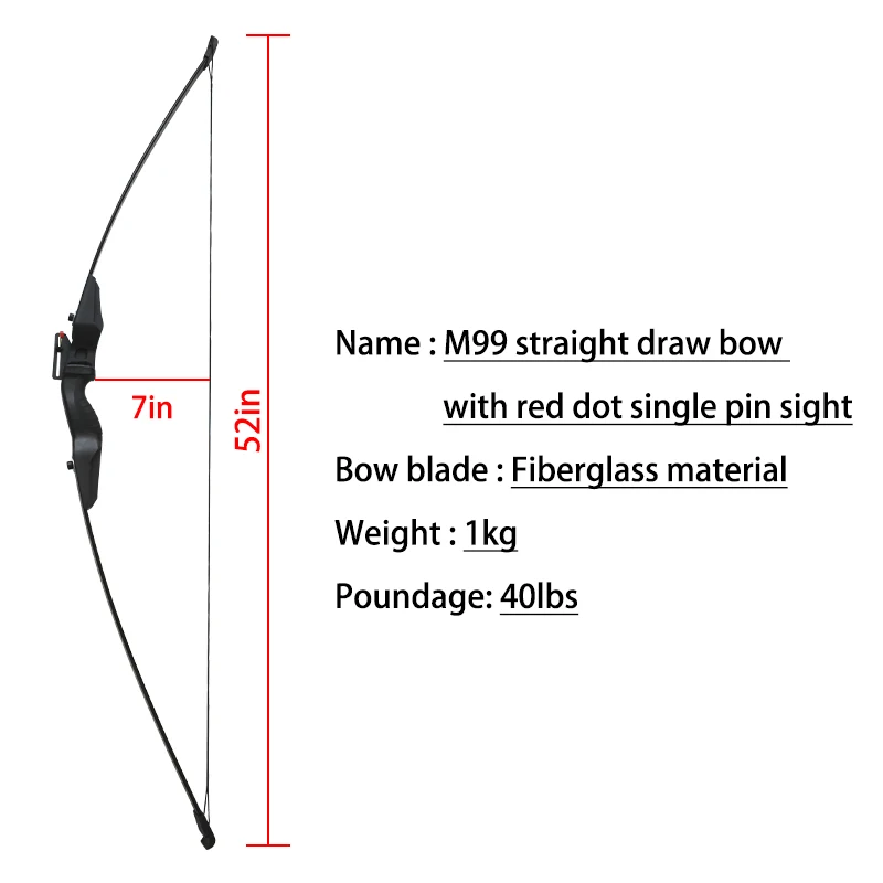 M99 Fiberglass Fiber Bow Single Needle Aiming Straight Pull Bow Outdoor Hunting Shooting Adult High Power Bow and Arrow