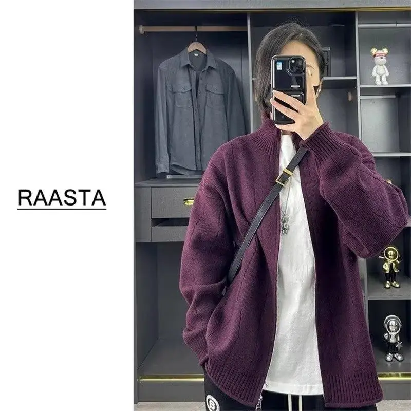 

Men's Knitted Open Cardigan Jaet Stand Collar Loose Casual Sweater Trendy Outerwear Spring Autumn Winter Faion Urban Sle