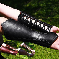 Medieval Viking Pirate Leather Bracers Warrior Knight Arm Cuff Armor Gothic Steampunk Gauntlet Wristband Vambraces Cosplay Props
