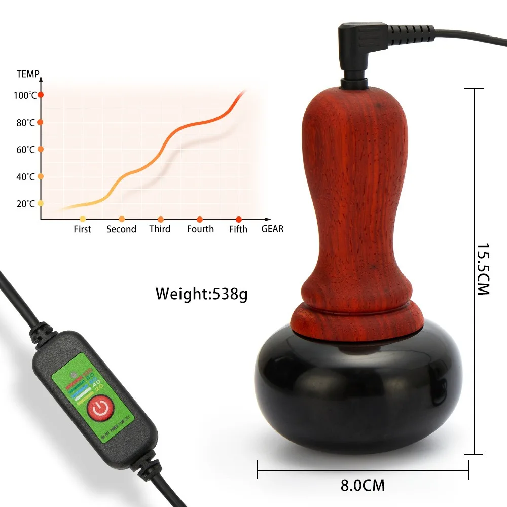 Электрический массажер гуаша из горячего камня, устройство для массажа спины, терапия согреванием
