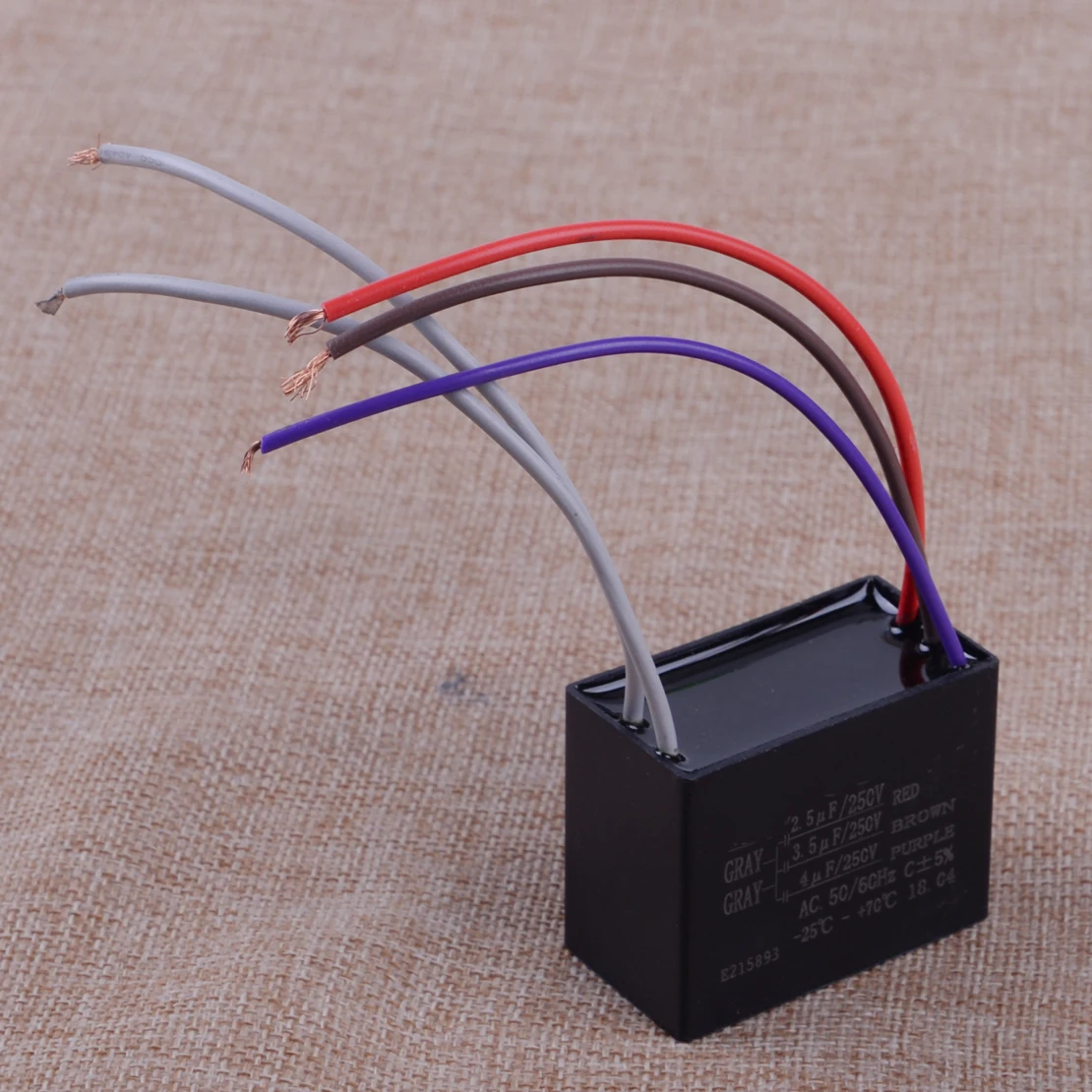 LETAOSK New Black Plastic CBB61 Capacitor 2.5uF + 3.5uF + 4uF 5 Wire 250V AC Capacitor Fit For Ceiling Fan 4.8 x 3.9x 3.9cm