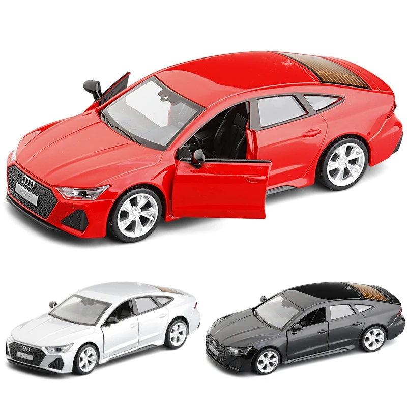 Audi RS7 Sportback Toy Car Model 1/35 RS 7 Diecast Metal Vehicle Miniature Pull Back Collection Sound & Light Gift For Boy Kid