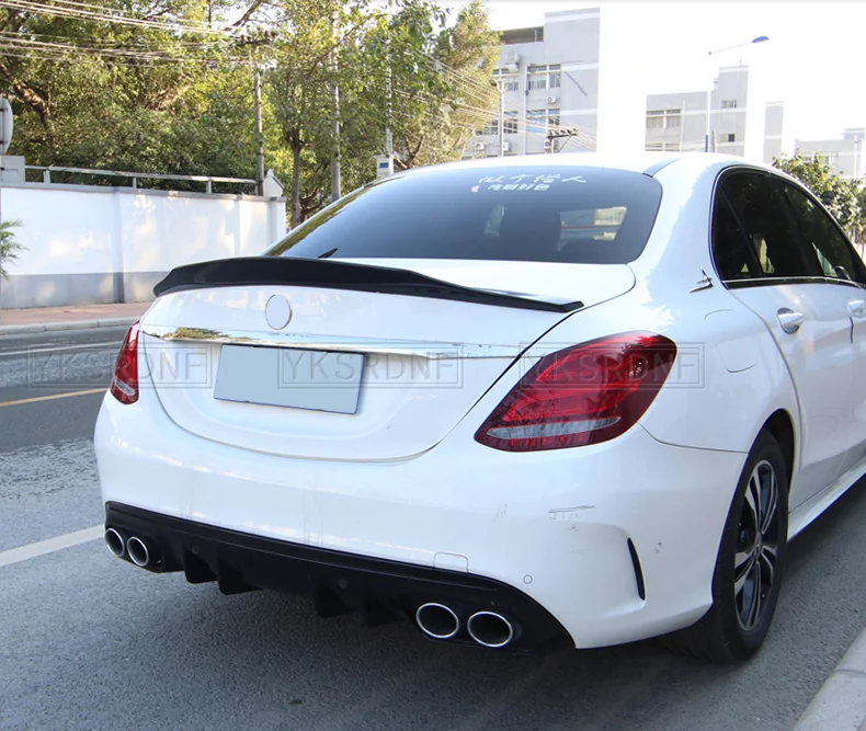 For Benz C Class W205 Spoiler C63 C180 C200 C250 C260 2014--2020 Year Sedan Glossy Black Real Carbon Fiber Rear Wing