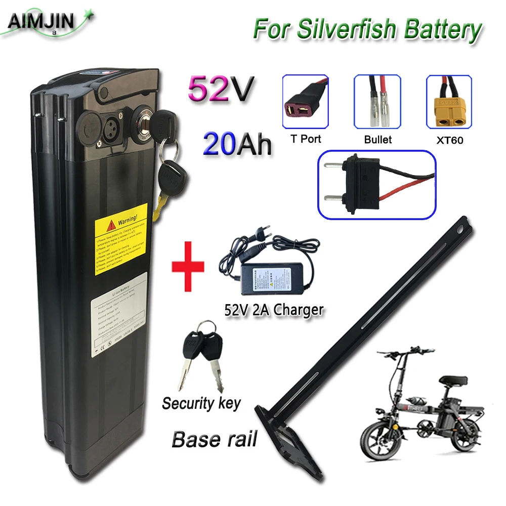 

52V 20Ah Silver Fish 18650 Li-ion Battery For Electric Bike Bicycle Fiets Accu Akku+Charger
