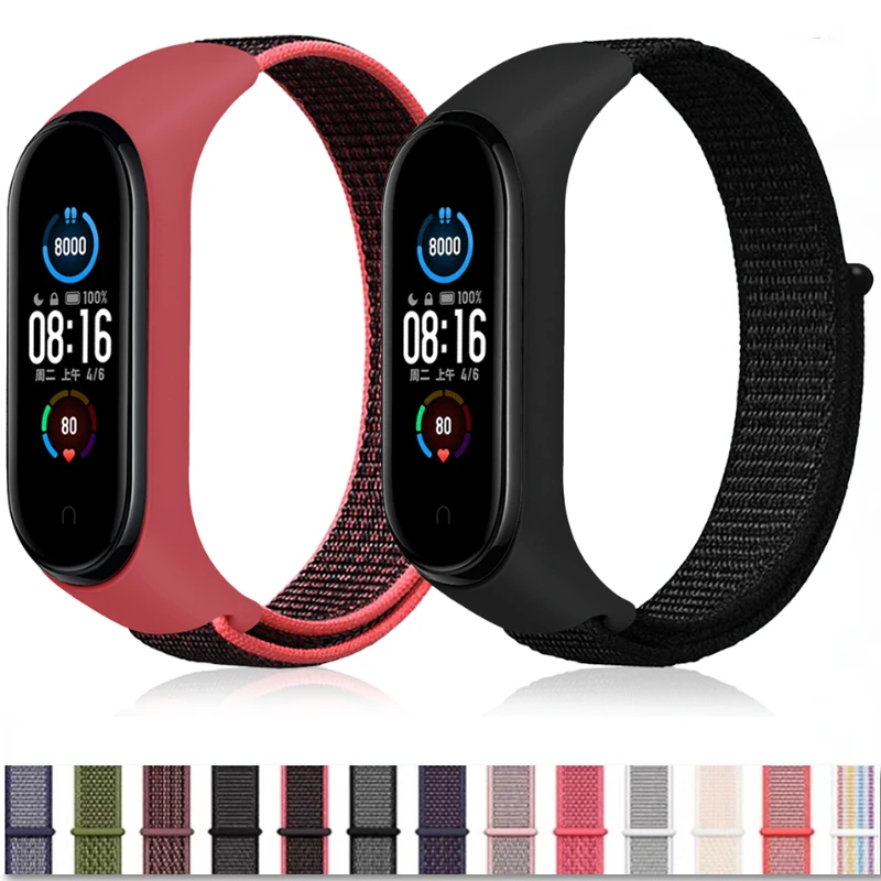 Nylonowy pasek do Xiaomi Mi band 7 6 5 4 inteligentna bransoletka sportowa wymienna oddychająca opaska opaska na nadgarstek do Xiaomi Mi band 5 4 3