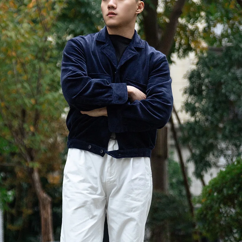 Autumn and Winter Pure Cotton Thickened Corduroy P37 Eisenhower Jacket Short-Sleeved Lapel Jacket American Retro Jacket