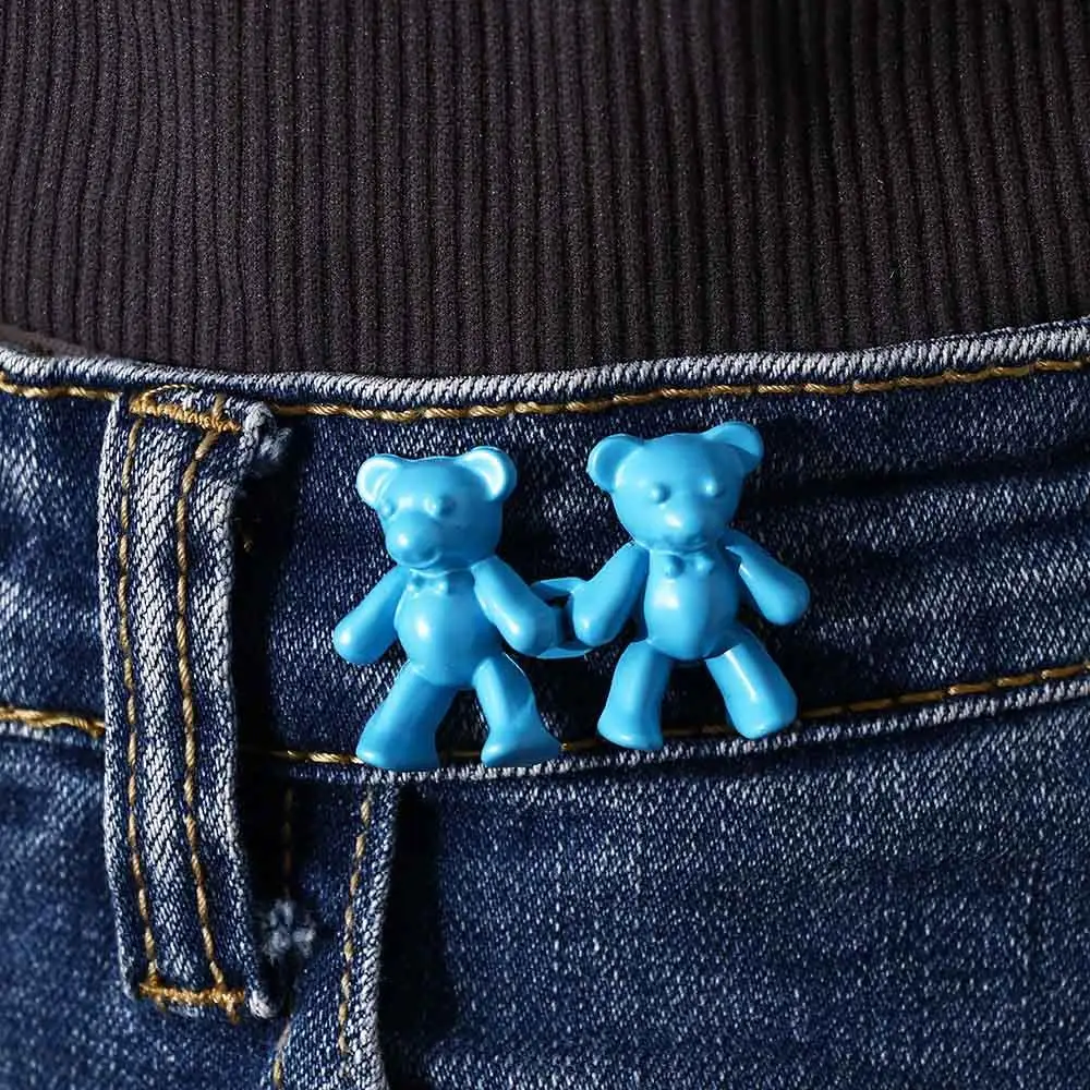 Women 2Pcs Bear Seamless Retract Waist Skirt Pant Jeans Waist Pin Buckle Waist Tighten Clip Clothing Accessories Waist Button