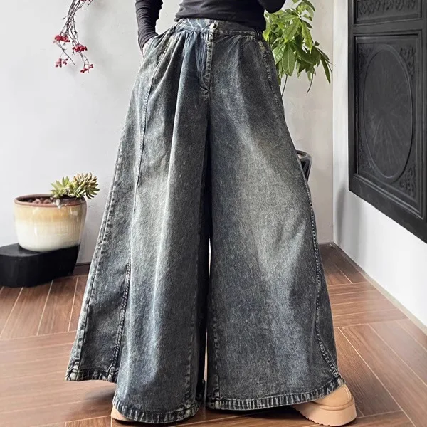 Y2k Pants Full Length Washed Do Old Mid Vintage Bleached Jeans Women Clothing Promotion