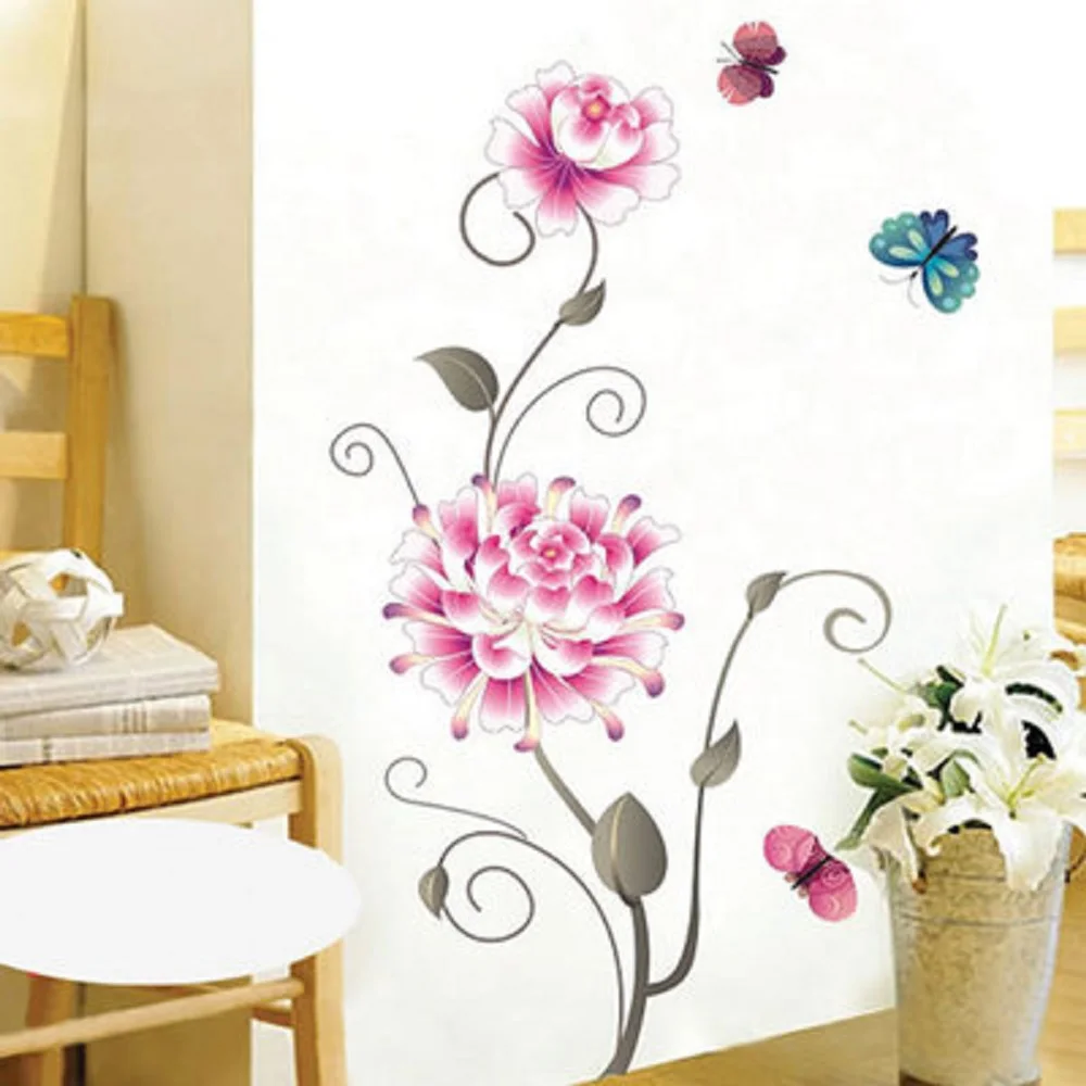 

Flower butterfly love sitting room adornment bedroom background three generations can remove wall stickers