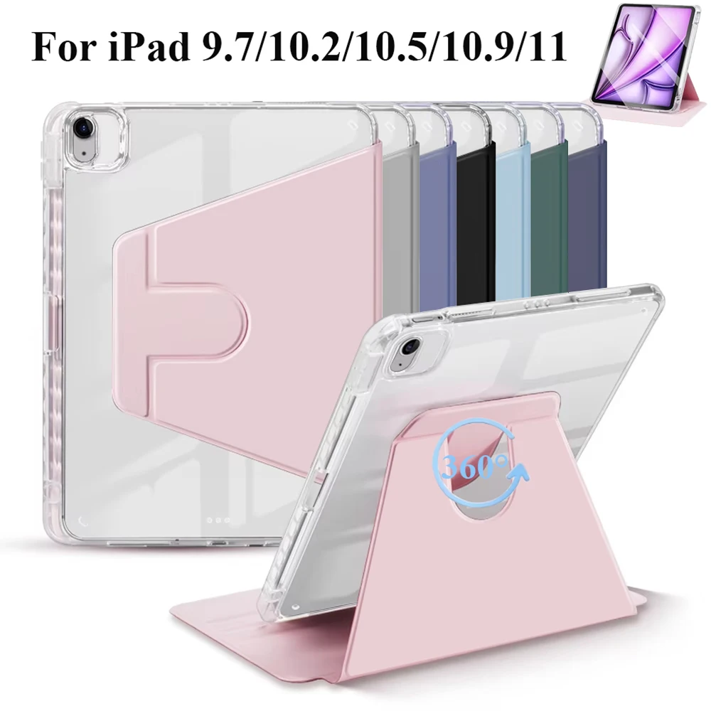 360° Rotation iPad Case for 2024 Air 11 13 M2 Pro 11 13 M4 Air 4 5 10.9 iPad 7/8/9th 10.2 10th Gen Pro 11 Pro 12.9 Mini 6 Cover