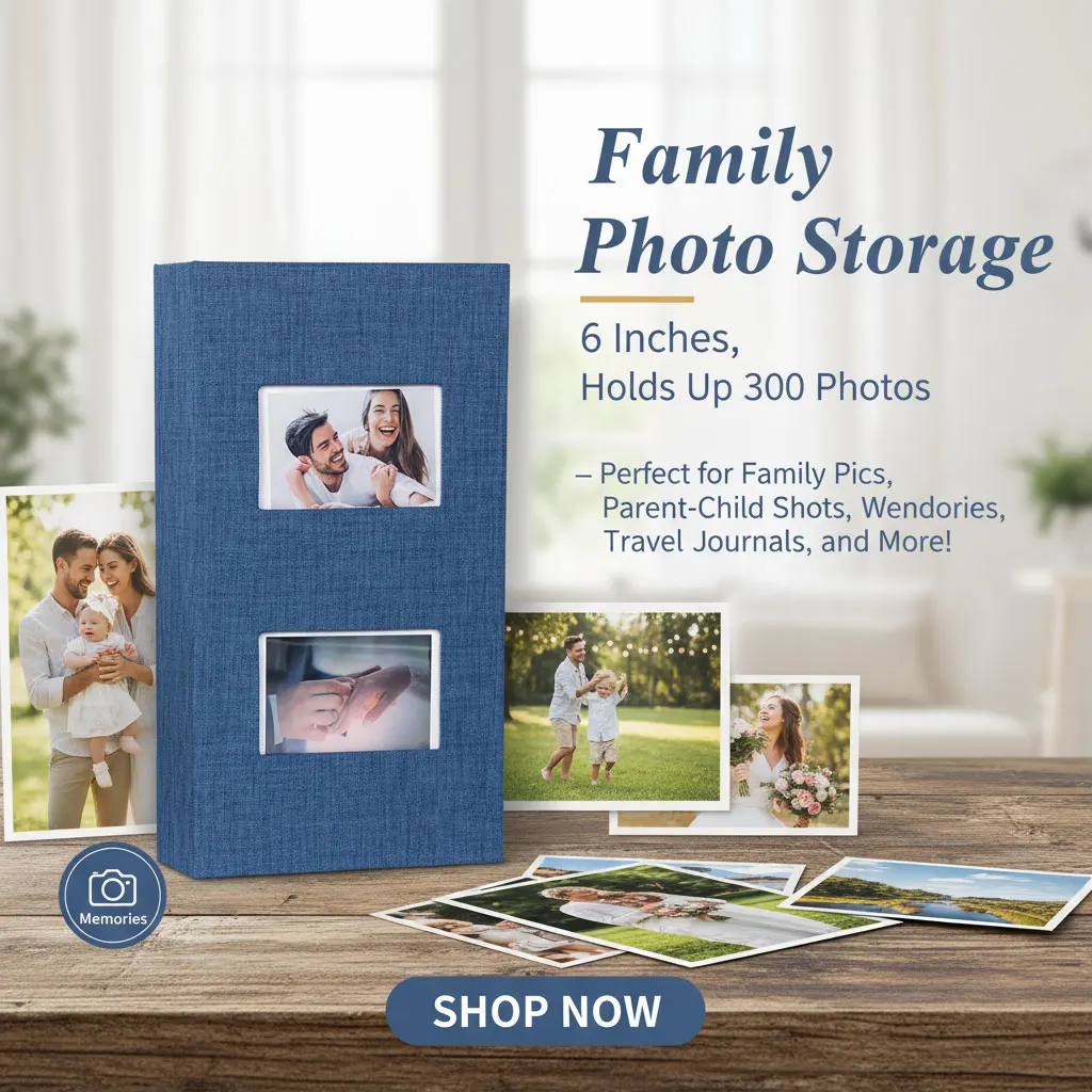 Das Fotoalbum mit zwei Fenstern und großem Fassungsvermögen bietet Platz für 300 Fotos im 6-Zoll-Format, ideal für Reiseandenken und wunderschöne Familienfotos.
