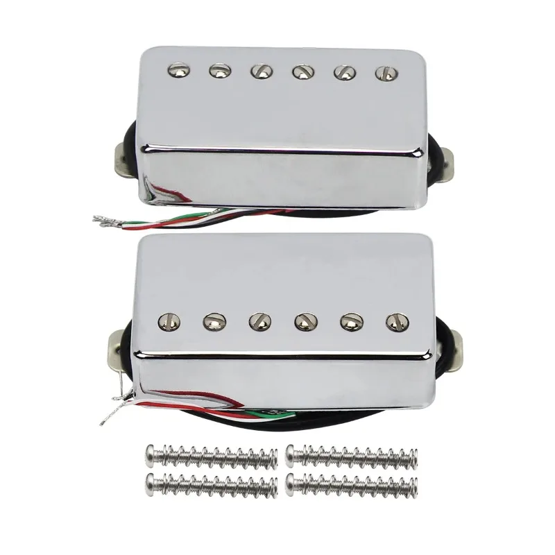 Ceramic Magnet 4-Wire Dual Coil Pickup, Chrome Cuttable Single Neck Bridge Guitar Replacement Accessories