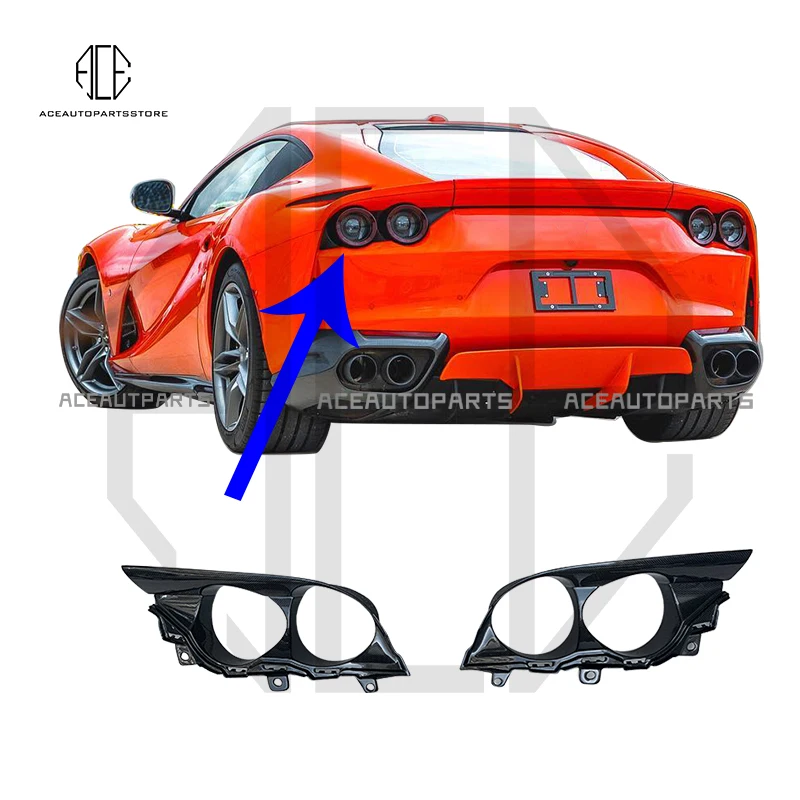 Dry Carbon Fiber Tail Light Surround CF Lamp Rear Fog Light Cover For Ferrari 812 Superfast