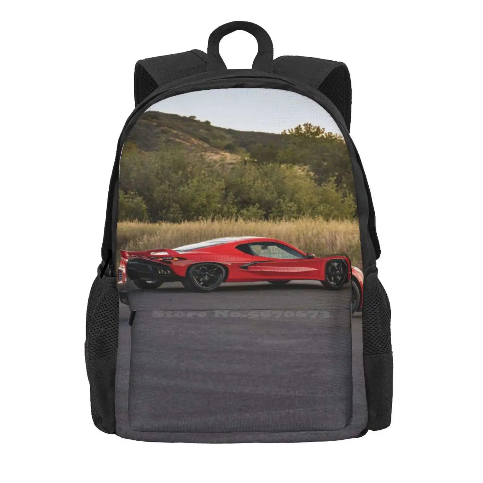 American IconC8 Stringray V8 mochila, 3D Print Design, bolsa de estudante, carros esportivos, supercarro, hipercarro