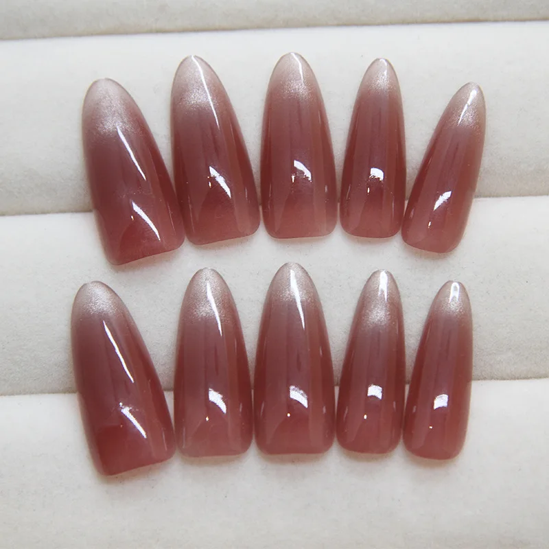 30 long almond shaped press on nails solid color fake nails with 1 nail glue and 1 nail file