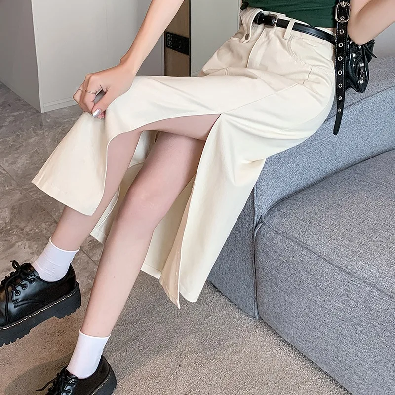 

High Waist Denim Skirts Women Thin Slim Solid Color A-line Skirts 2024 Spring and Summer Korean Style Office Lady Skirts Female