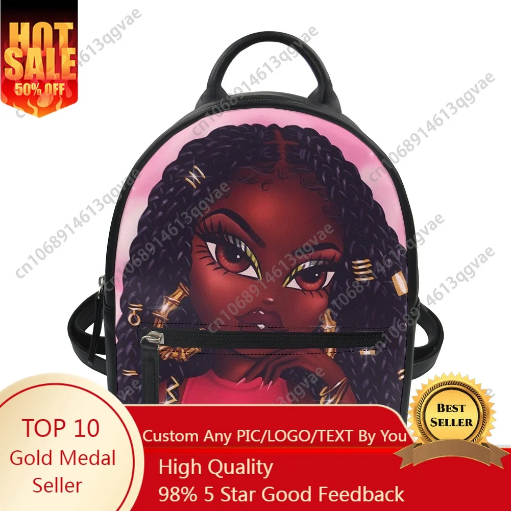 

Princess African Cute Girl Custom Backpack Purse Women Carter Schoolbags Double Shoulder Bag Mini Daypack Leather Travel Bag