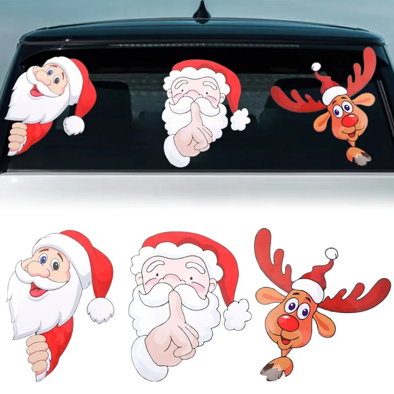 Christmas Glass Windows Decals Cartoon Santa Claus Electrostatic Glasses Sticker Merry Christmas Home Decoration Stickers