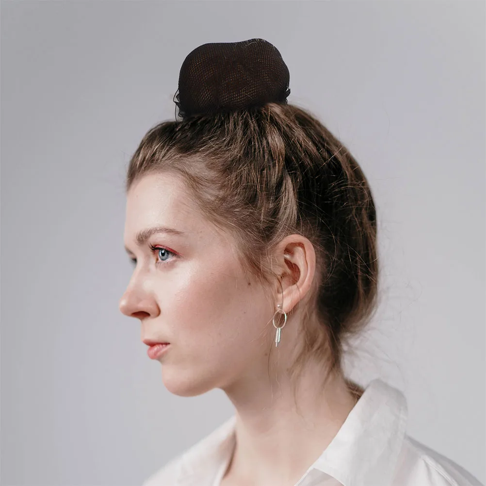 

6pcs Lace Hairnet Bun Cover Elegant Drawstring Breathable Material Professional Durable Black Ballet Performance