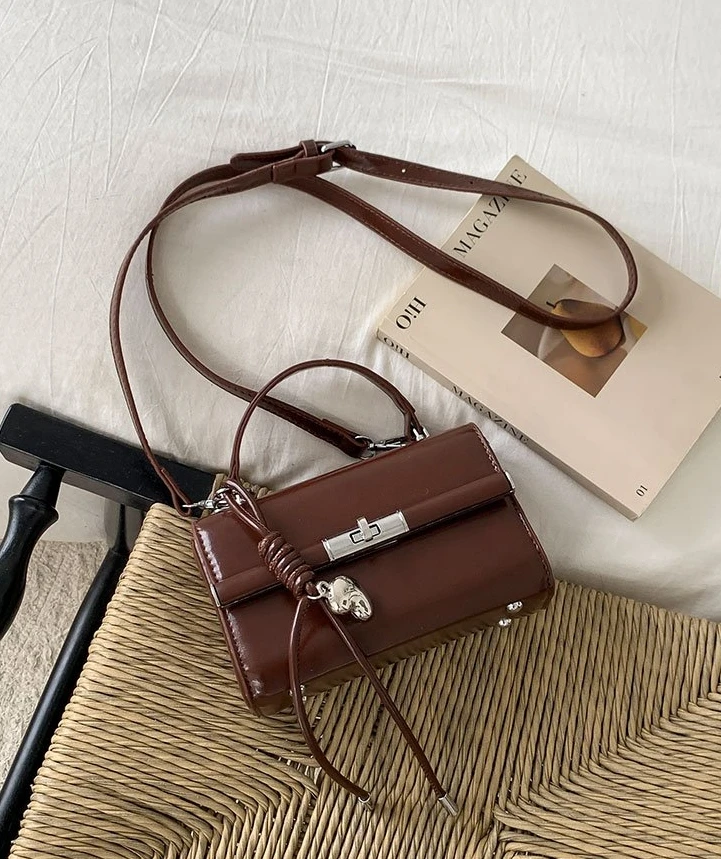 

Классическая маленькая квадратная женская сумка - роскошная текстурированная сумка через плечо, стильная сумка на одно плечо с застежкой сверху и верхней ручкой