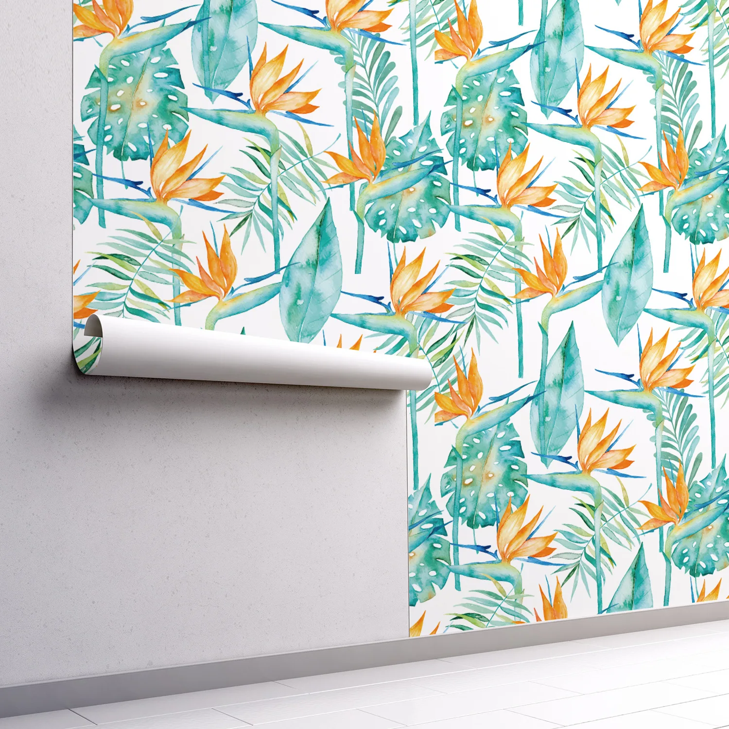 Floral Leaf Peel And Stick Wallpaper Self Adhesive Watercolor Removable Prepasted Waterproof Leaf Wall Stickers for Home Decor