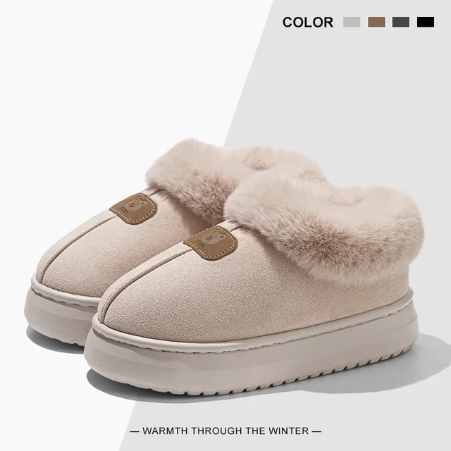 Fleece Lined Winter Slippers For Men Women With Ankle Cover Thick Sole Lightweight Eva Indoor Outdoor Warm Home Shoes Multiple C 3