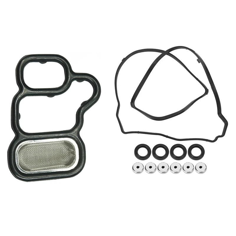 2 Set For Honda Acura Car Accessories: 1 Set Valve Cover Gasket Set & 1 Pcs VTEC Solenoid Gasket / Valve Filter Screen