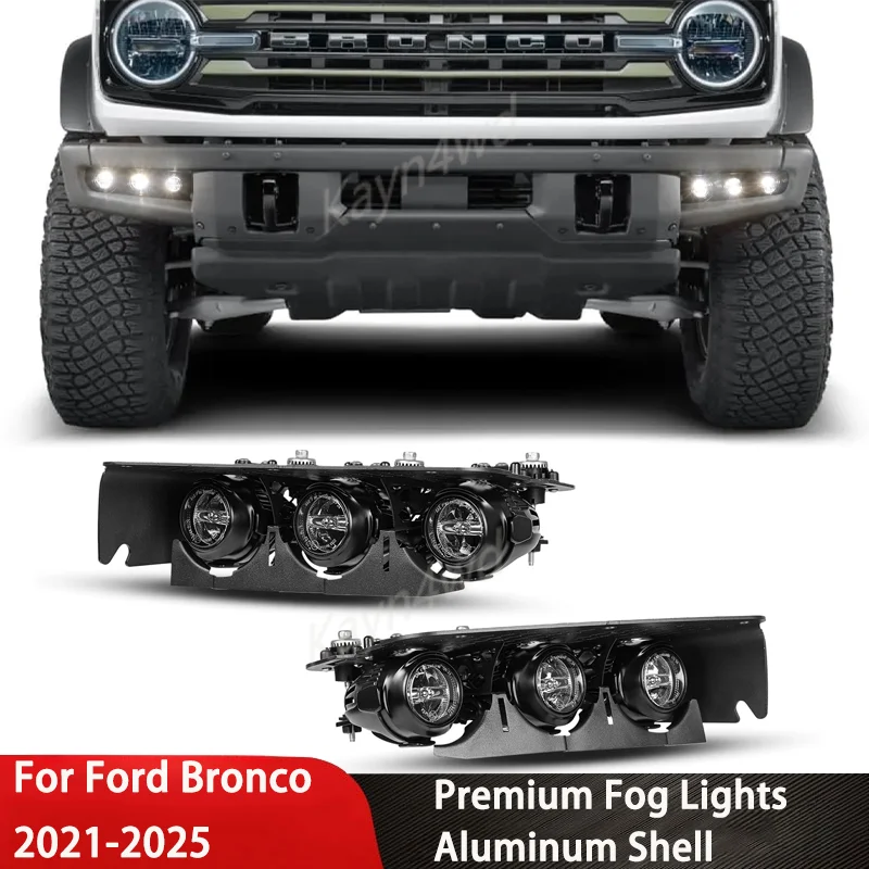 Off Road 4x4 Exterior Acceseeores Premium LED luz antiniebla del parachoques delantero con soportes lámparas ultrablancas para Ford Bronco 2021-2025