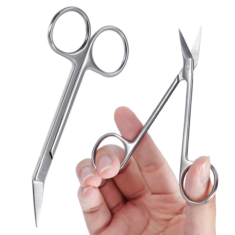 1pc Dental Micro Scissors Curved Head Stainless Steel Blade Angled Sharp Shears Medical Surgical Operating Instrument ﻿