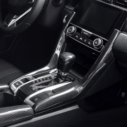ABS Carbon Fiber Look Console Shift Panel Armrest Box Cover Trim For 10th Honda Civic Sedan 2016 2017-2021
