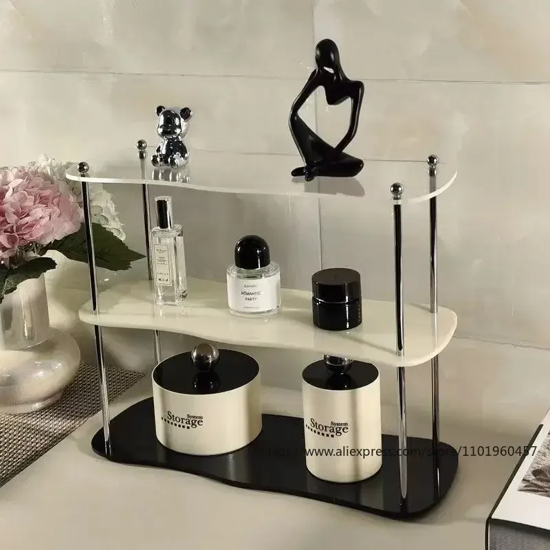 INS Same Model Table Shelf Three Layer Acrylic Perfume Shelf High Level Simple Modern Cup Shelf Table Top Sorting Cabinet Decor