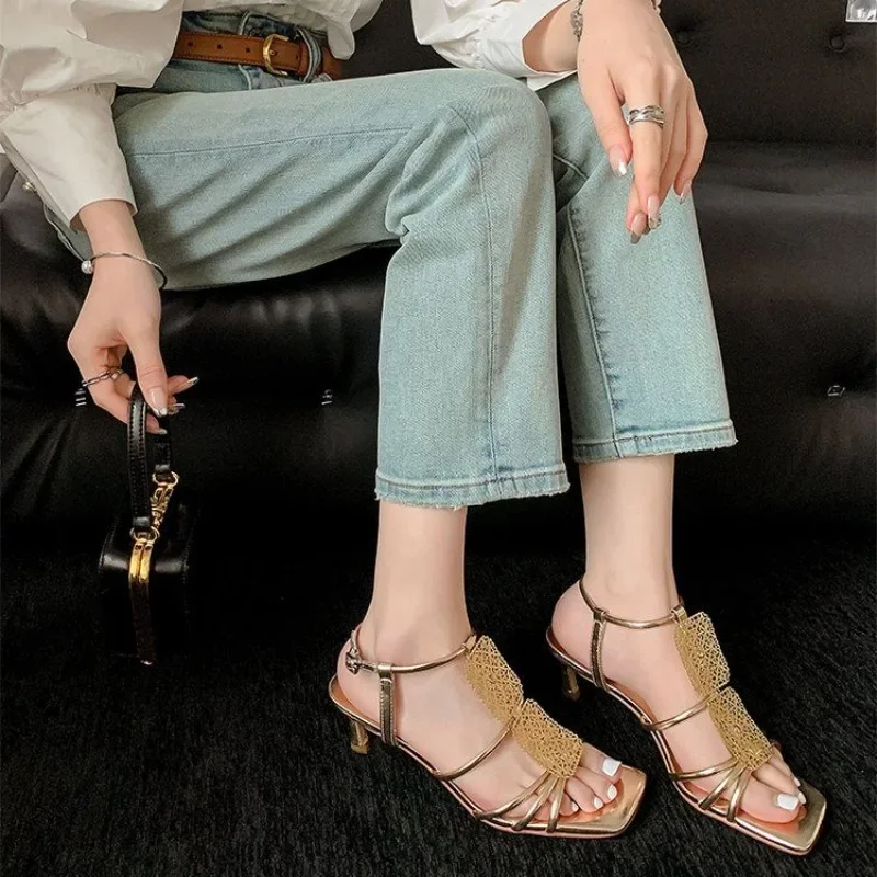 

Buckles Ladies Shoes Stiletto Thin Heels Women's Sandals Anti Slip Hot Comfortable and Elegant Casual Or Wholesale Asian Size