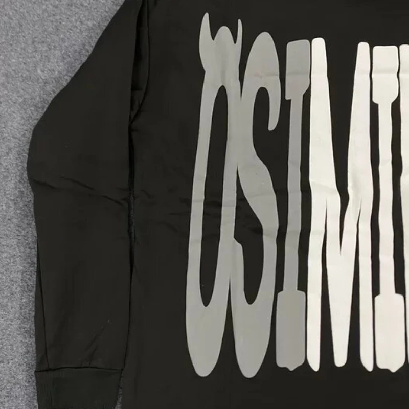 سترة هاراجوكو العصرية ذات القلنسوة بحروف إسفنجية مطبوعة بحروف كبيرة الحجم مع قلنسوة ملابس الشارع الشهير ذات علامة تجارية عصرية فضفاضة #4