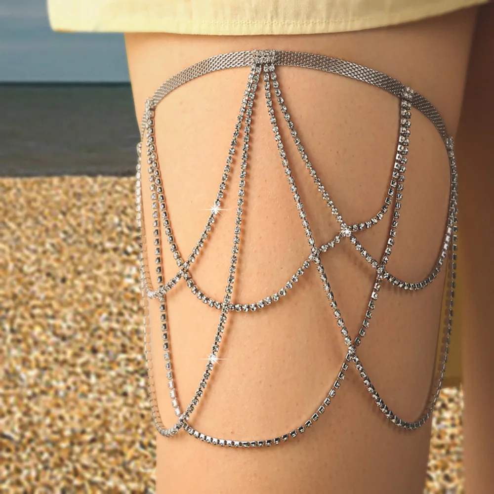 

Multi-layer Claw Chain Fashion Street Shot Rhinestone Thigh Chain Elastic Leg Ornaments