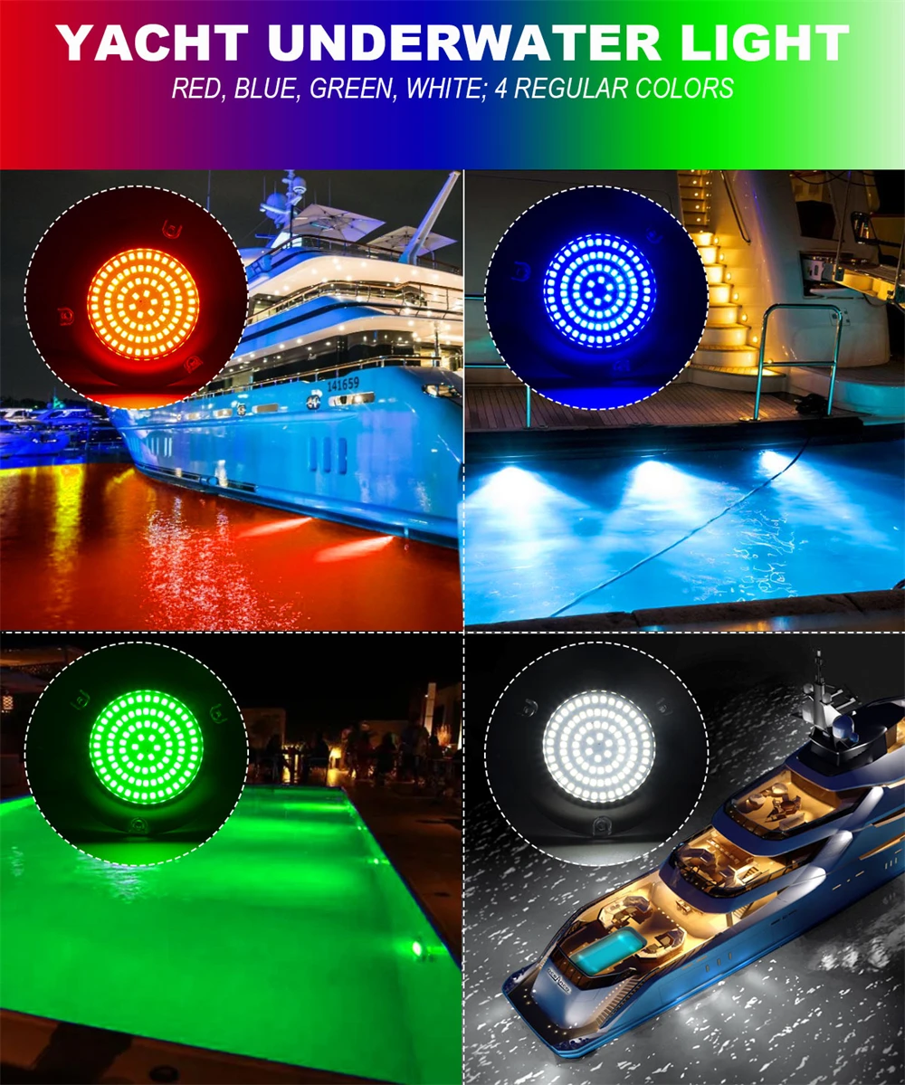 4PCS Unterwasser Marine Licht Subnautica Boot Beleuchtung Segelboot Schnellboot 90LED 12v 24v 60W Edelstahl Hecklicht – Detail 4