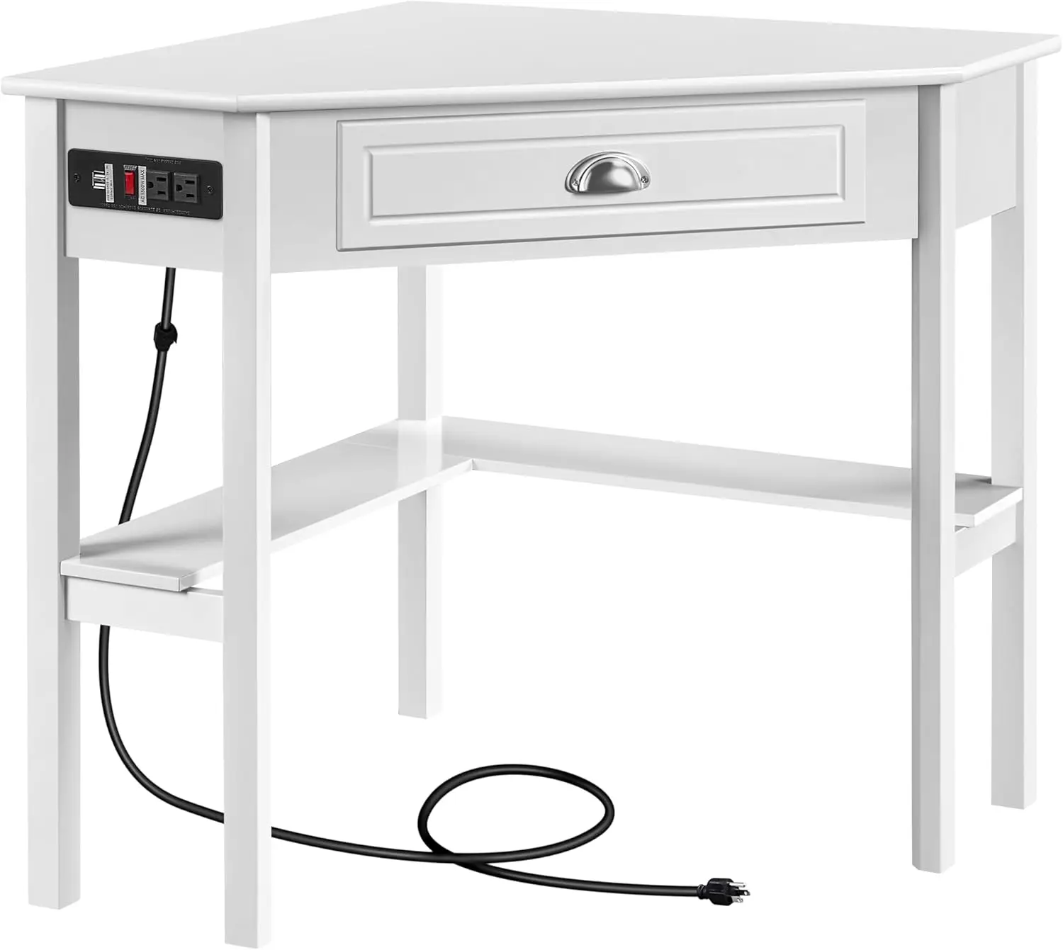 

L Shaped Corner Computer Desk with Power Outlets, Reversible Triangle Workstation with USB Ports and Hook for Small Space
