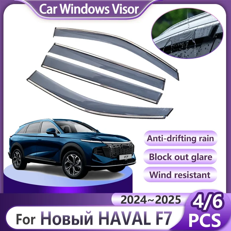 

Car Door Window Rain Awning For Haval F7 Shenshou 2024 2025 Side Shield Visor Deflector Guards Cover Part Tools Auto Accessories