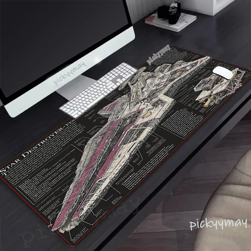 

Mouse Pad Spacecraft Drawings Large Gamer Mousepad Keyboard Mat XXL Mouse Mats 900x400mm Rubber Desk Pad Design Desk Rug