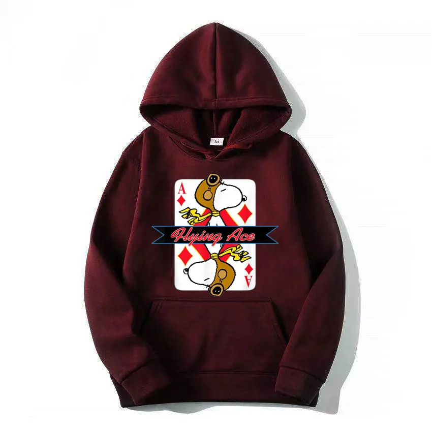 Peanuts Snoopy Flying Ace Hoodie Cartoon Fashion Couple Oversized Sweatshirt Tops Spring Autumn Pullover