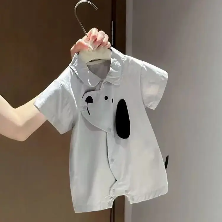 

Summer Baby Romper Cute 3D Dog Short-Sleeve Bodysuit Thin Breathable Infant Playsuit for Daily Wear