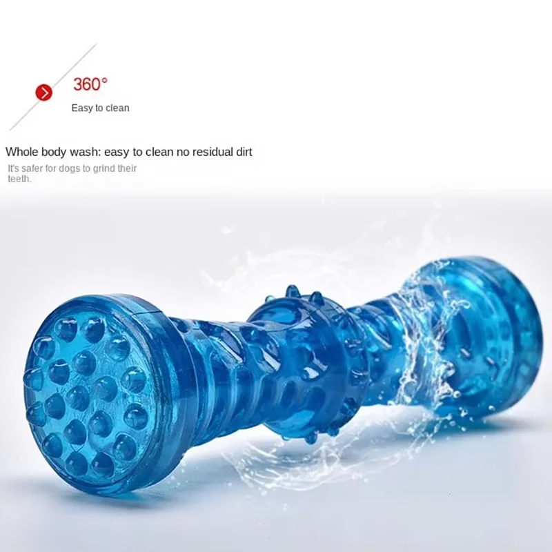Squeaky Rubber Dog Chew Toy Bite Resistant Toothbrush Bone Interactive Dog Game Toy Teeth Cleaning Pet Toy For Small Medium Dogs