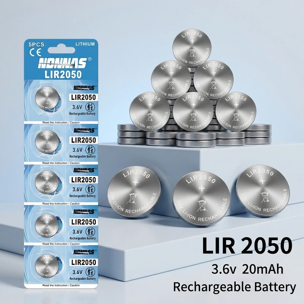 3.6V 20mAh LIR2050 Rechargeable Coin Battery Lithium Cell 2-10PCS For Remote Control Watch