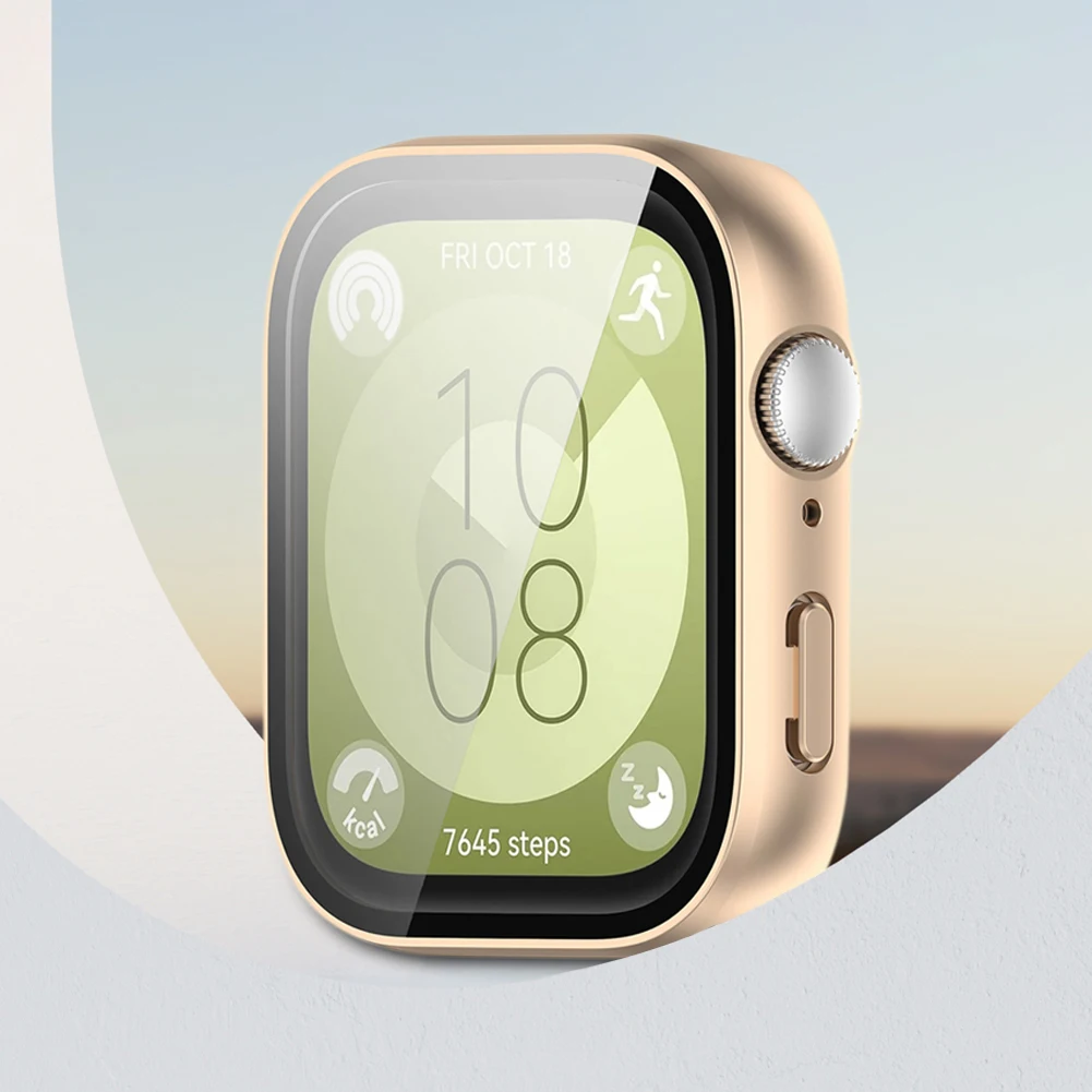 Etui na zegarek PC z hartowanym szkłem, osłoną ekranu chroniącą przed kurzem i pełną ramką ochronną do Huawei Watch Fit3