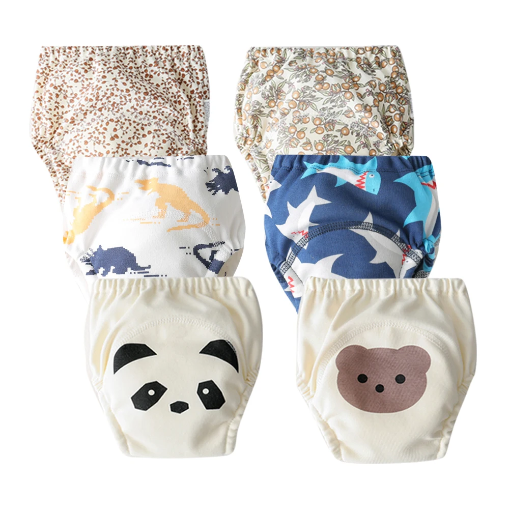 

6pcs Newborn Baby Cotton Diapers Breathable Cloth Nappy Reusable Toilet Training Pants Infant Training Pants 0-4 Years