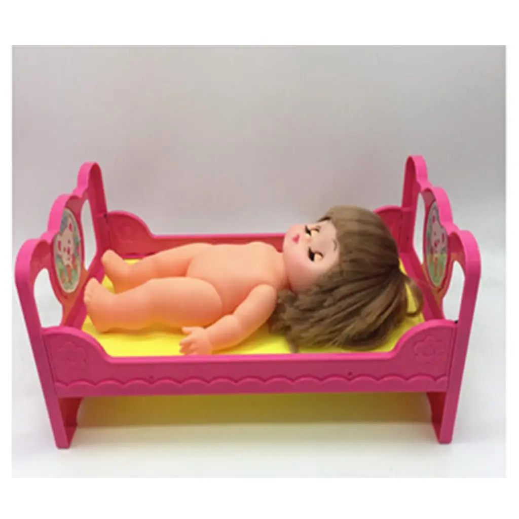 

Colorful Girl Dolls Single Bed Model Bedroom Furniture for Mellchan Dolls Decoration Red