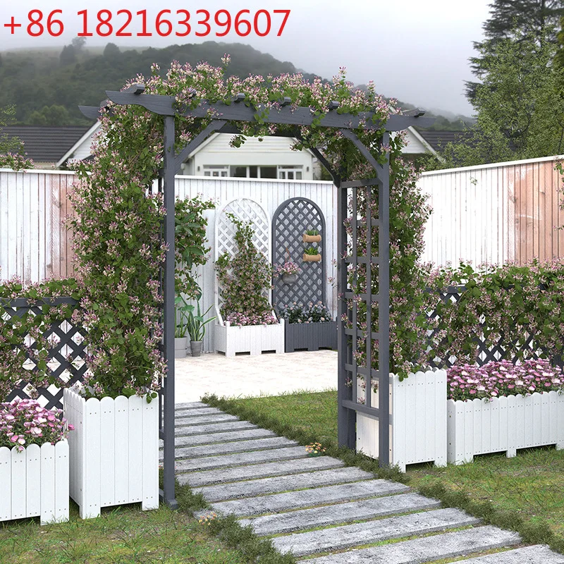 

Outdoor courtyard preservative wood arch flower stand Garden decoration entrance door Solid wood climbing vine frame