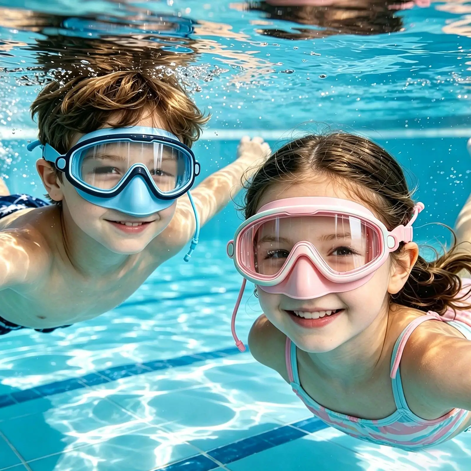 Kids Swimming Goggles with Nose Cover Anti-fog Waterproof Swim eyewear Anti-Leak Diving Mask For Boys Girls Children