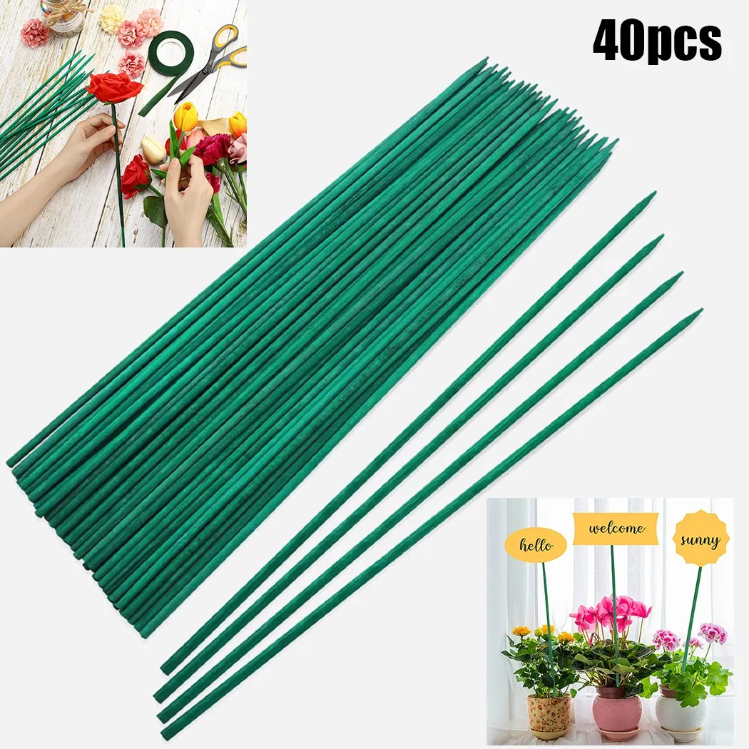 

40cm Green Plant Support Sticks Canes, Smooth and Dyeing Color, No Staining or Fading, Perfect for Handicrafts and Garden Use