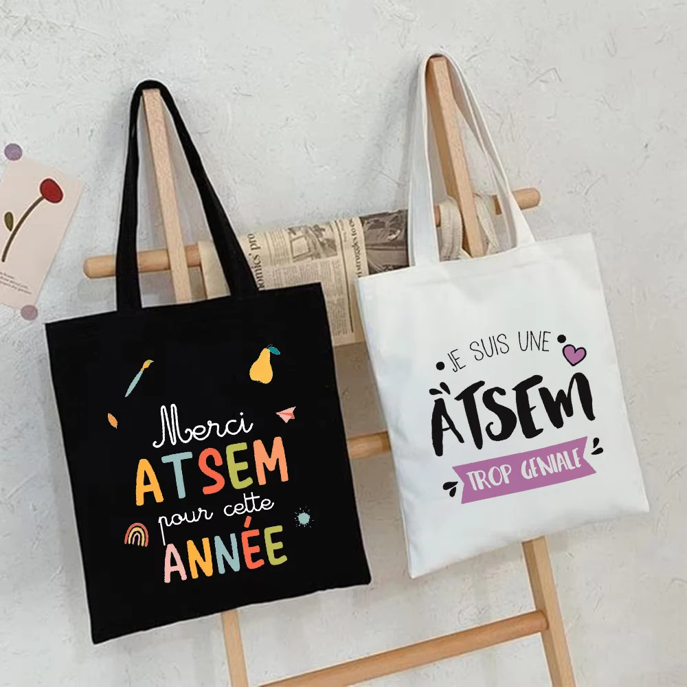I Am The Best Atsem in The World Printed Shoulder Bag Women Tote Bag Teacher Life Shopping Bags Teacher's Day Gift for Teachers