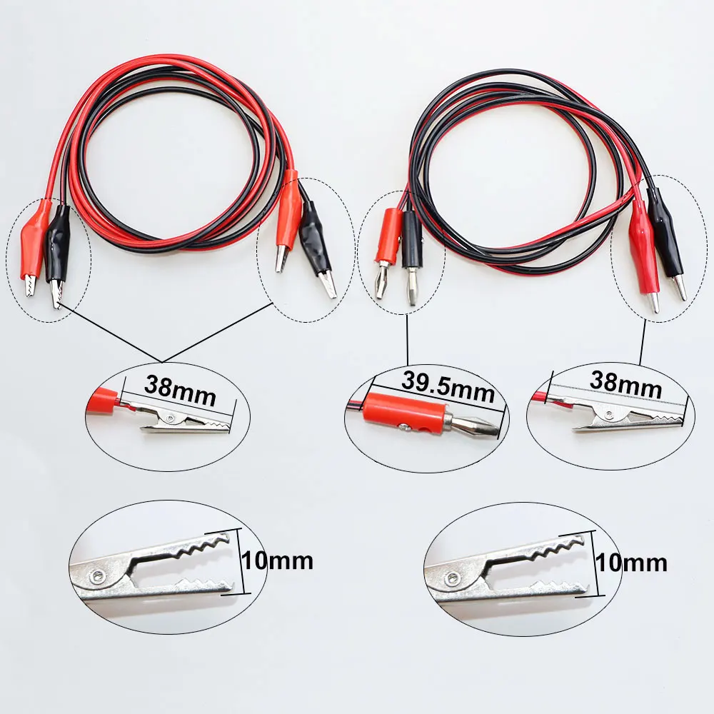 JCD 1M Alligator Cilps to Banana Plug Test Cable Lead Connector 50cm Test Leads with Testing Probes Crocodile Jumper Wires Cable